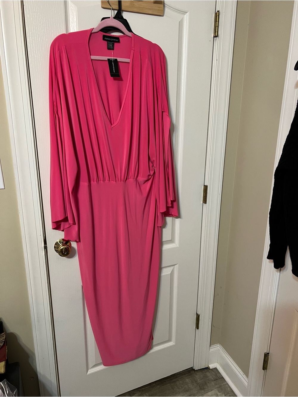 Ashley Stewart Hot Pink V-Neck Dress